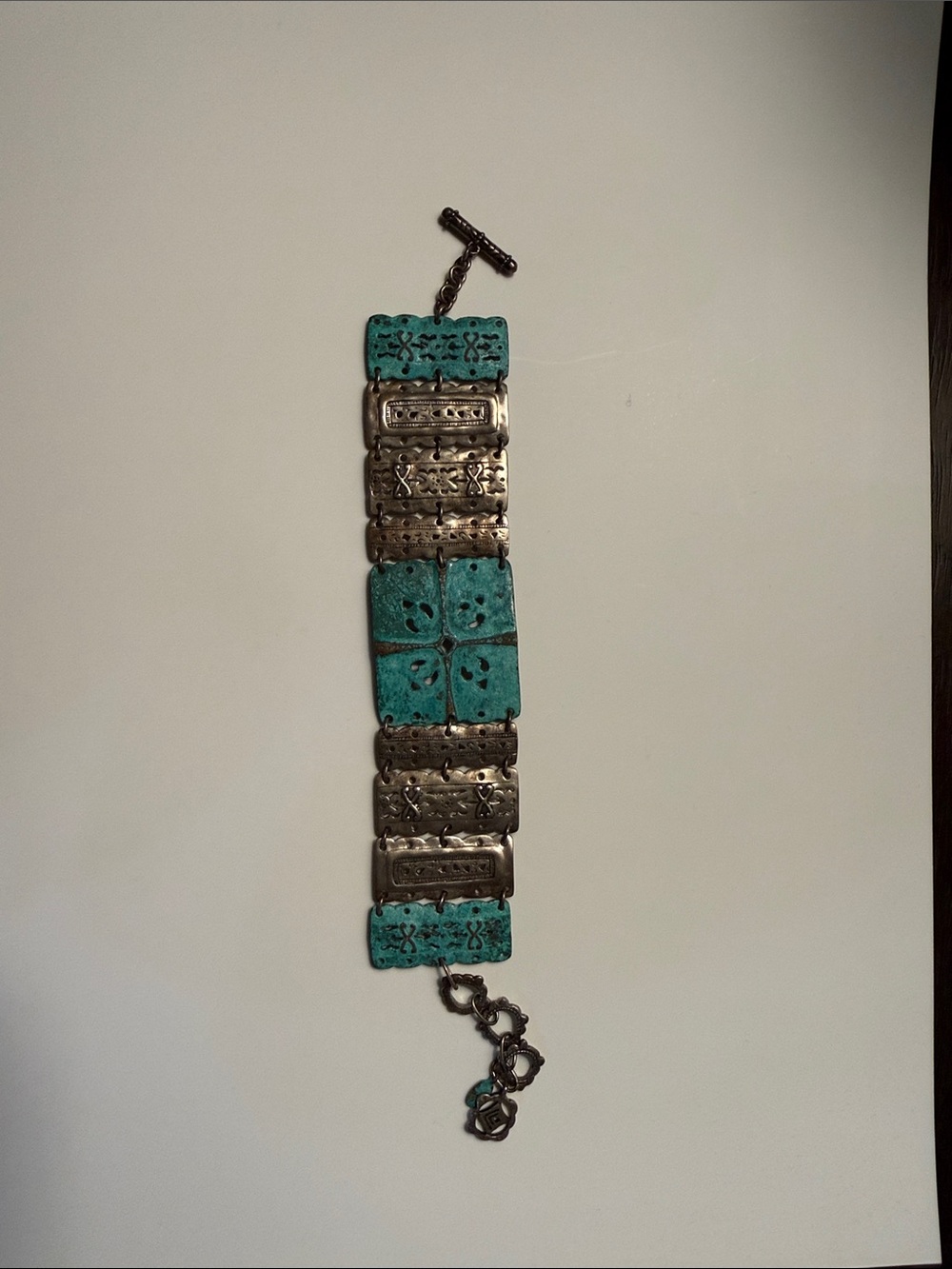 Silpada Turquoise Stone and Silver-Tone Statement Bracelet